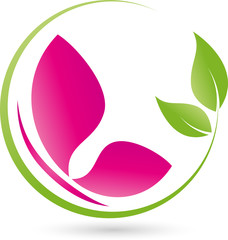 Obraz premium Blätter und Schmetterling, butterfly, Insekt, Logo