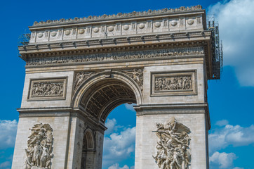 Fototapeta na wymiar Paris France 20 April 2014 The Arc de Triomphe is one of the most famous monuments in Paris