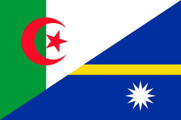 Waving flag of Nauru and Algeria 