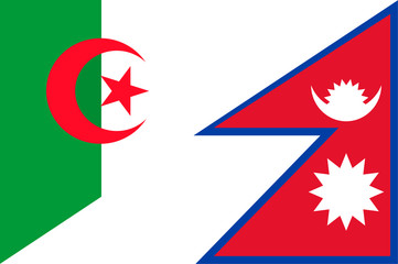 Waving flag of Nepal and Algeria 