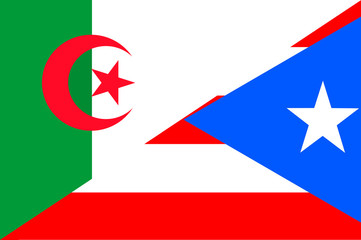 Waving flag of Puerto Rico and Algeria 