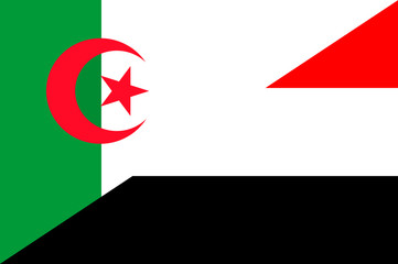 Waving flag of Yemen and Algeria 