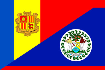 Waving flag of Belize and Andora 
