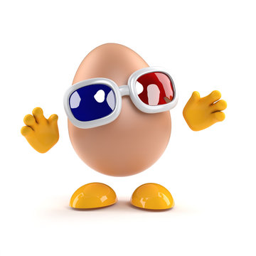 3d Egg watches a 3d movie