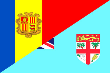 Waving flag of Fiji and Andora 