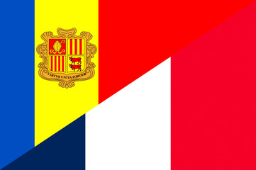 Waving flag of France and Andora 