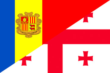 Waving flag of Georgia and Andora 