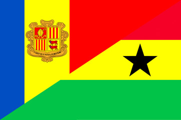 Waving flag of Ghana and Andora 