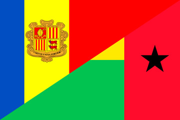 Waving flag of Guinea Bissau and Andora 