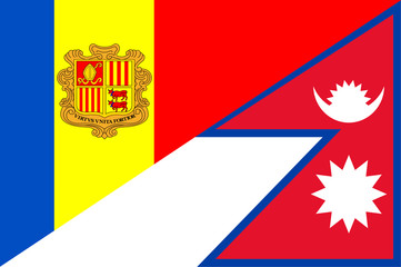 Waving flag of Nepal and Andora 