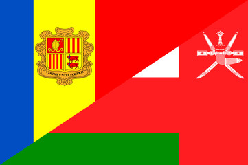 Fototapeta premium Waving flag of Oman and Andora 