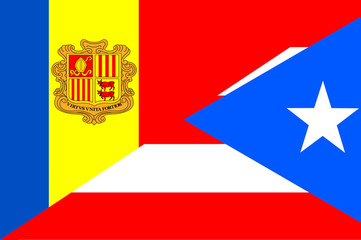 Naklejka premium Waving flag of Puerto Rico and Andora 