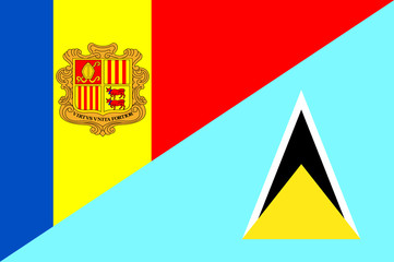 Waving flag of Saint Lucia and Andora 