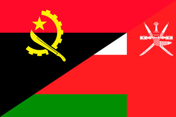 Waving flag of Oman and Angola 