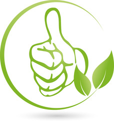 Vegetarisches Logo, Hand, Blättern, Vegan, Pflanze