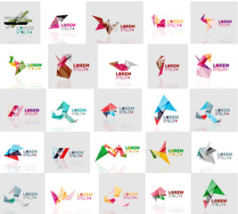 Collection of colorful abstract origami logos