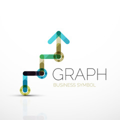 Abstract logo idea, linear chart or graph  business icon. Creative vector logotype design template