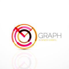 Abstract logo idea, linear chart or graph  business icon. Creative vector logotype design template