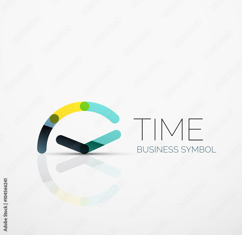 Poster vector abstract logo idea, time concept or clock business icon. creative logotype design template