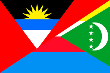 Fototapeta premium Waving flag of Comorian and Antigua and Barbuda