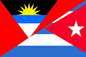 Waving flag of Cuba and Antigua and Barbuda