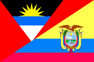 Waving flag of Ecuador and Antigua and Barbuda