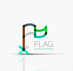 Logo flag, abstract linear geometric business icon