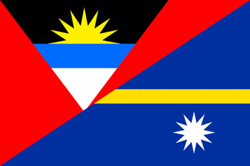 Waving flag of Nauru and Antigua and Barbuda