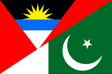 Waving flag of Pakistan and Antigua and Barbuda