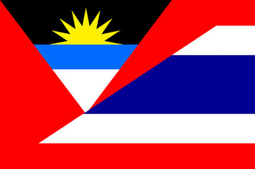 Waving flag of Thailand and Antigua and Barbuda