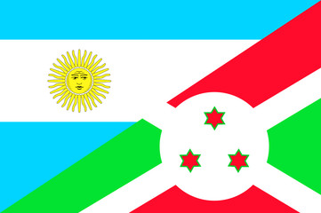 Waving flag of Burundi and Argentina 