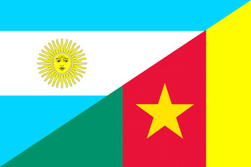 Waving flag of Cameroon and Argentina 