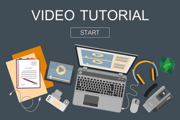 Flat design banner for  video edition.