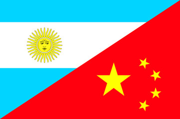 Waving flag of China and Argentina 