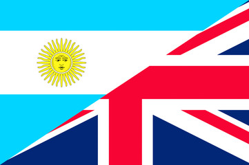 Waving flag of Great Britain and Argentina 