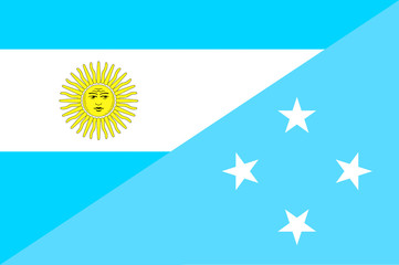 Waving flag of Micronesia and Argentina 