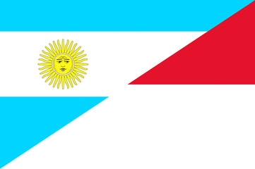 Waving flag of Monaco and Argentina 