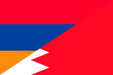 Waving flag of Bahrain and Armenia 