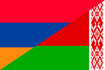 Waving flag of Belarus and Armenia 