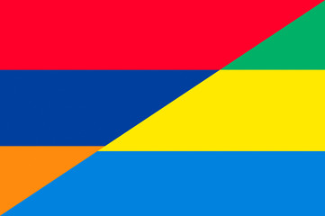 Waving flag of Gabon and Armenia 