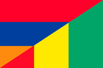 Waving flag of Guinea and Armenia 