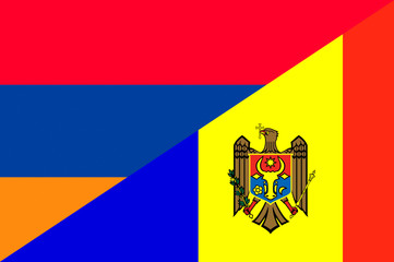 Waving flag of Moldavia and Armenia 
