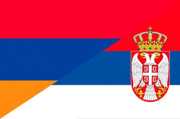 Obraz premium Waving flag of Serbia and Armenia 