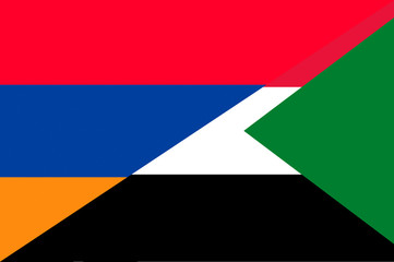 Waving flag of Sudan and Armenia 