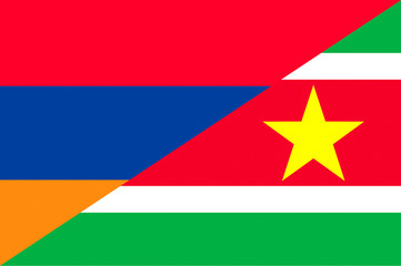 Waving flag of Suriname and Armenia 