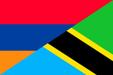 Waving flag of Tanzania and Armenia 