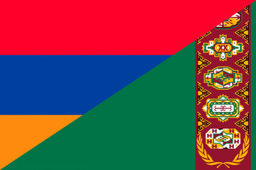 Waving flag of Turkmenistan and Armenia 