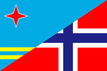 Waving flag of Norway and Aruba 