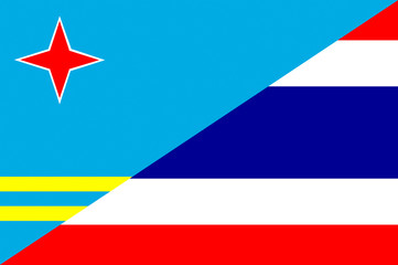 Waving flag of Thailand and Aruba 