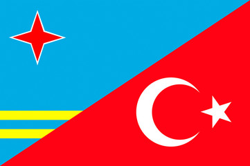 Obraz premium Waving flag of Turkey and Aruba 